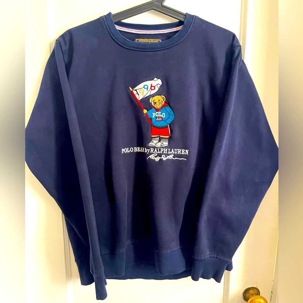 Polo by Ralph Lauren Navy Blue Bear Crewneck Sweatshirt